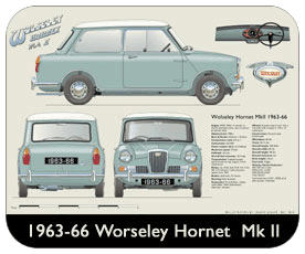 Wolseley Hornet MkII 1963-66 Place Mat, Small